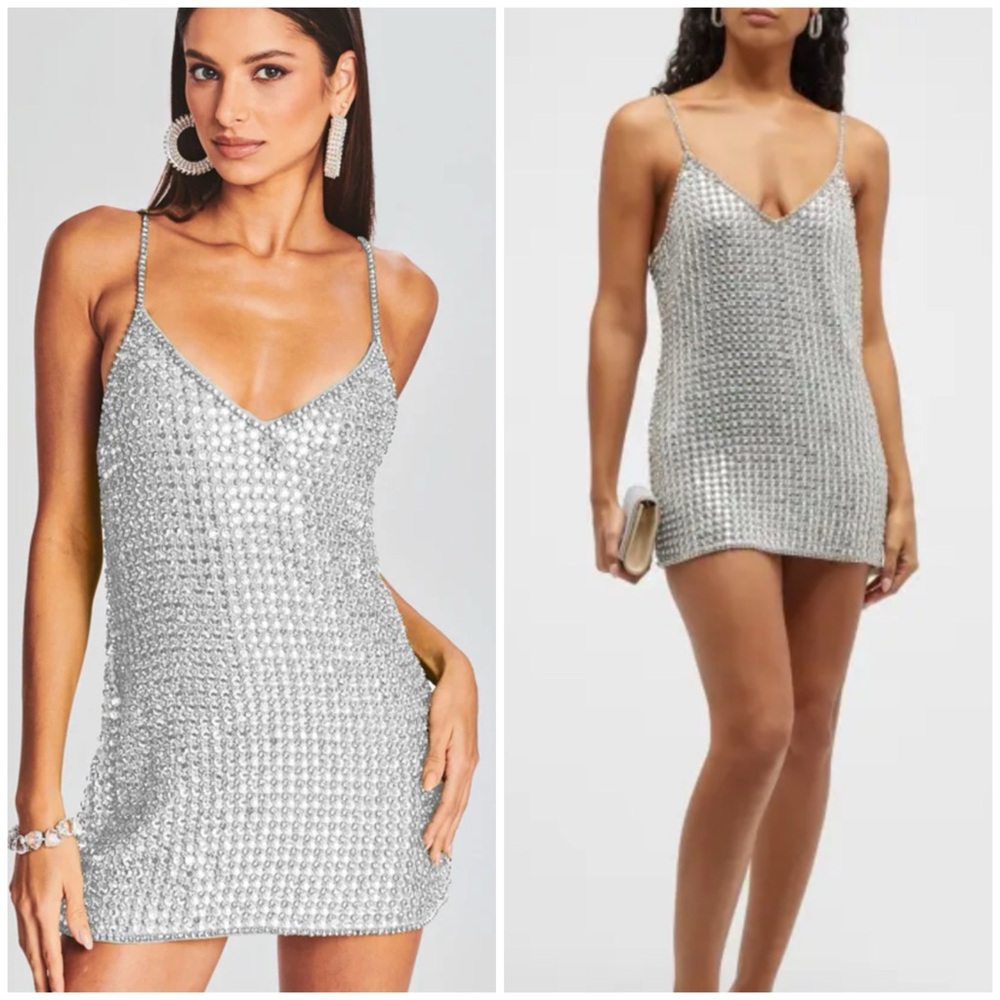 RETROFETE HOLLAND CRYSTAL White/Silver Mini Dress SZ XXS